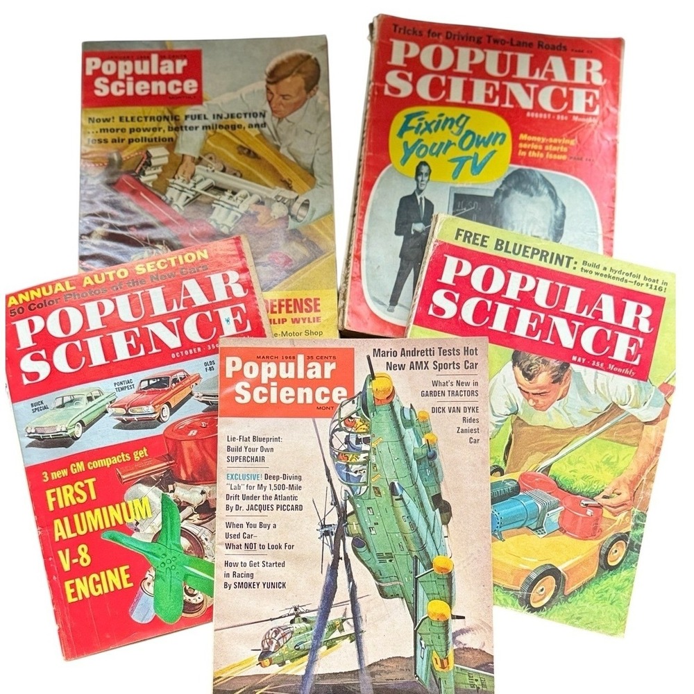Vintage Popular Science Magazine Lot of 5 1960s Automotive Tech DIY Retro Tech